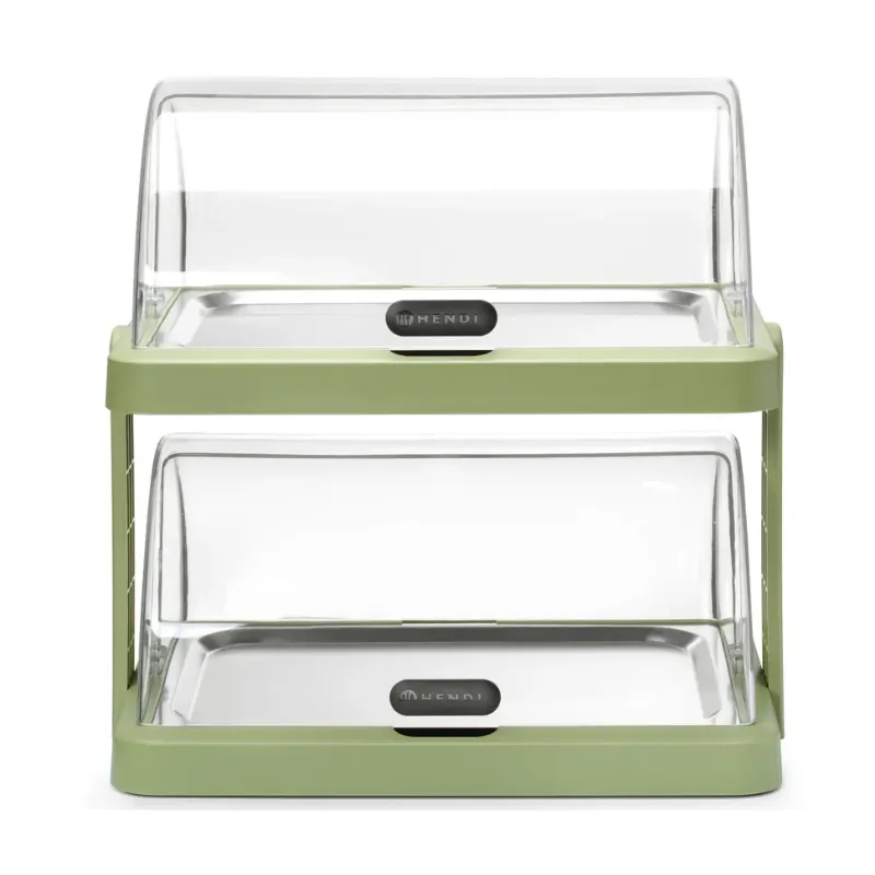 Vetrina Buffet con Coperchio Scorrevole UNIQ - 2 Ripiani - Verde