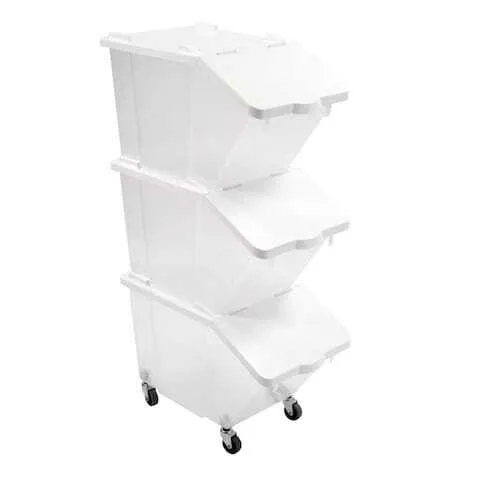 Set di 3 Contenitori per Ingredienti 30L + Coperchi + 4 Ruote