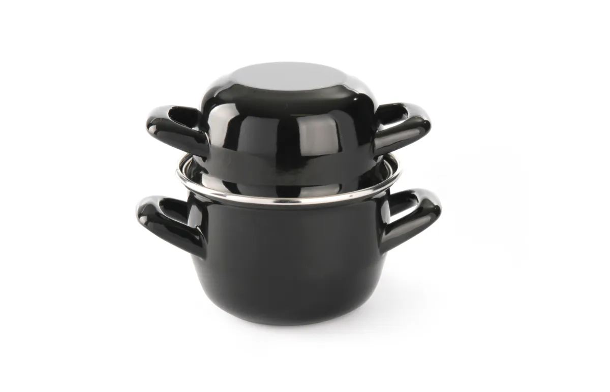 Cocotte per cozze smaltata con coperchio - 0,8 L