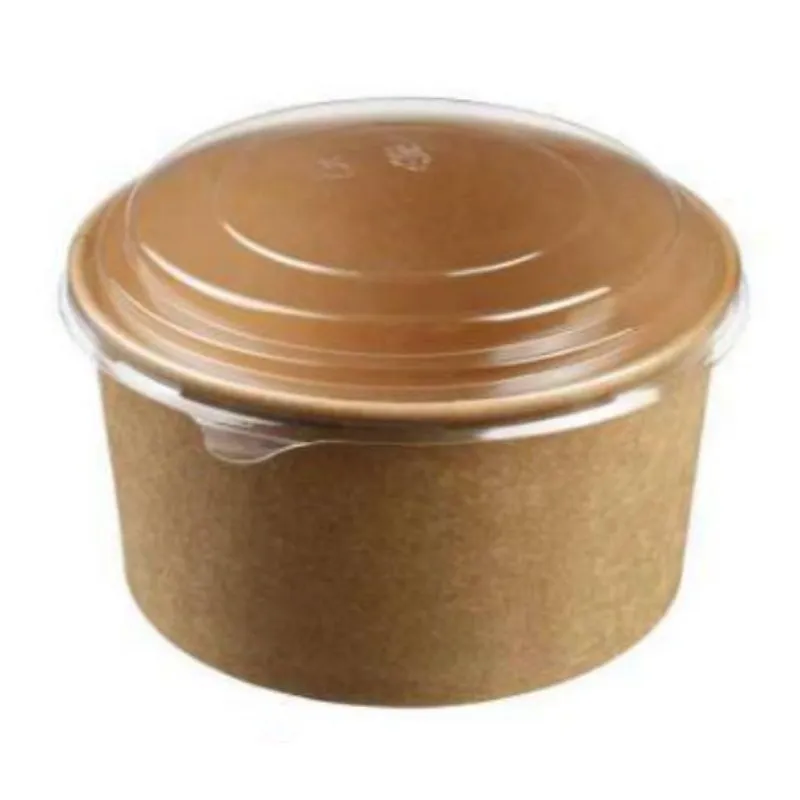 Bacinella per insalata in kraft con coperchio - 1000 ml - ø 149 mm - Lotto da 25