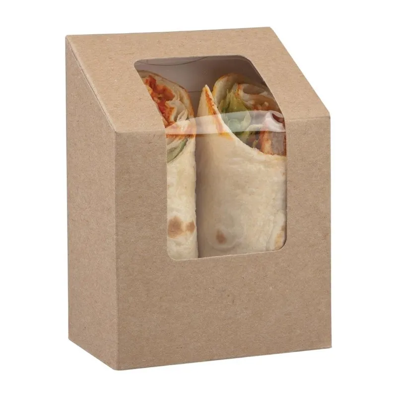 Boîtes À Tortilla Kraft Compostables Avec Fenêtre Pla - Lot De 500