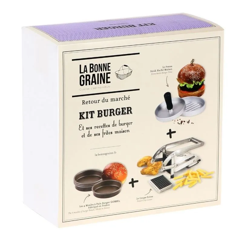 Kit Burger con Pressa per Hamburger, Stampi per Panini Burger e Taglia-Patatine
