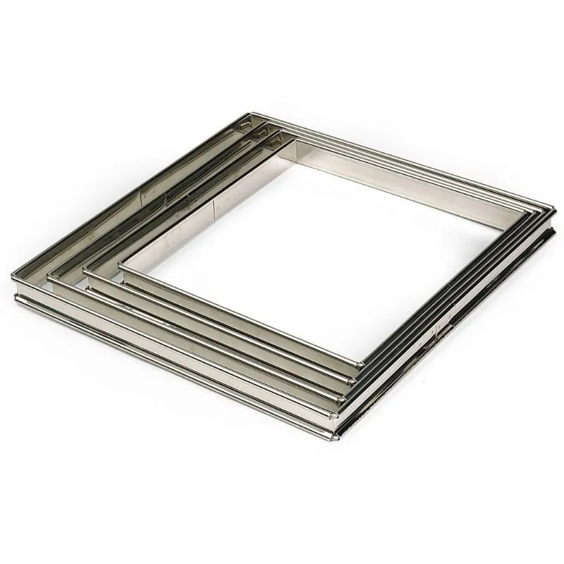 Fascia Quadrata per Torte in Acciaio Inox - 200 x 200 mm