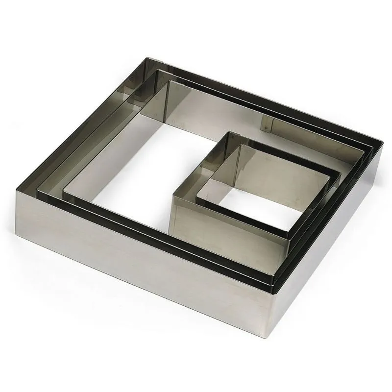 Cornice per pasticceria quadrata in acciaio inossidabile - 200 x 200 mm