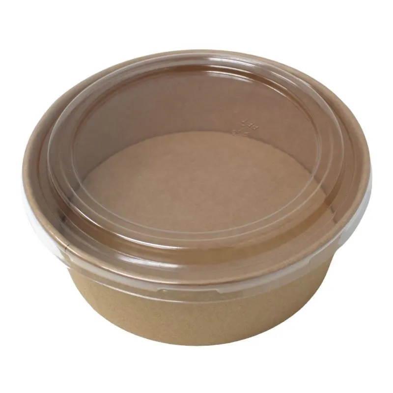 Ciotola per Insalata Kraft 1300 ml Ø 185 mm con Coperchio PET Trasparente, Rotonda, Confezione da 300