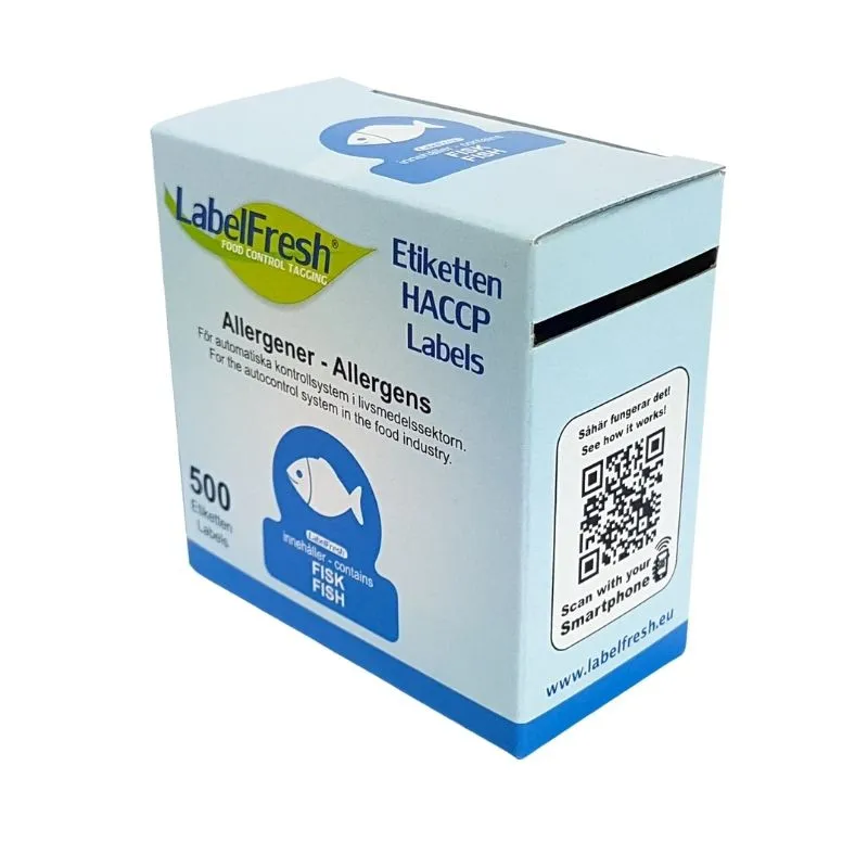 Etichetta di tracciabilità LabelFresh Allergeni Icone - Pesce - 70 x 45 mm - Lotto da 500