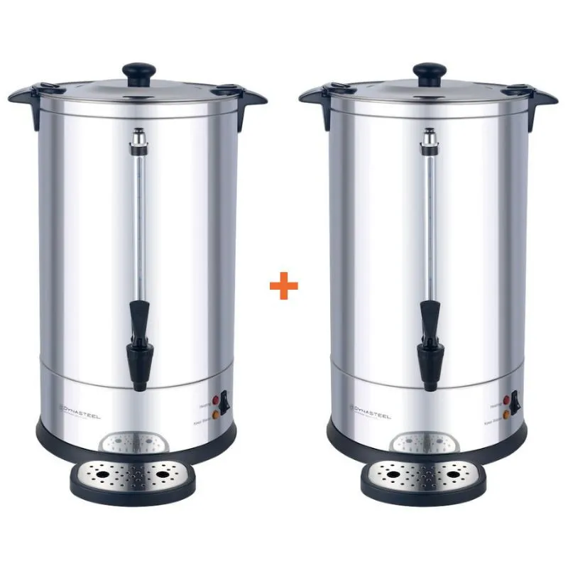 Set di 2 Percolatori da Caffè 7 L 950 W 48 Tazze, Inox, Filtro Permanente, Rubinetto di Servizio