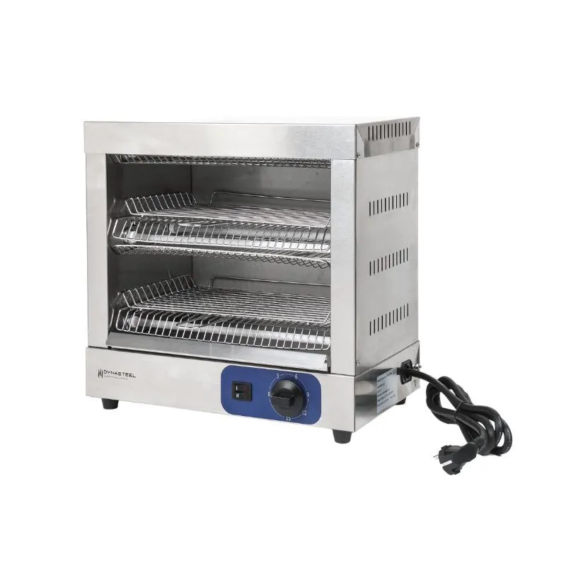 Tostapane Elettrico Professionale 2 Livelli 3000 W Inox, Timer, Griglia-Pane Salamandra CHR