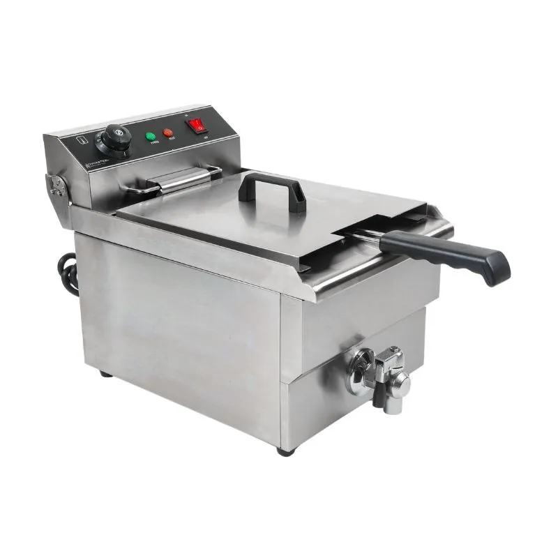 Friggitrice Professionale 13 L 3000 W, Valvola di Scarico, Vasca Inox, Termostato 50-200 °C