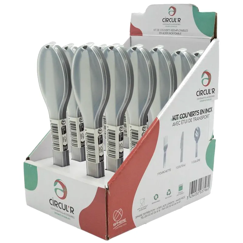 Set di Posate in Acciaio Inox su Espositore - Lotto di 12 Posate