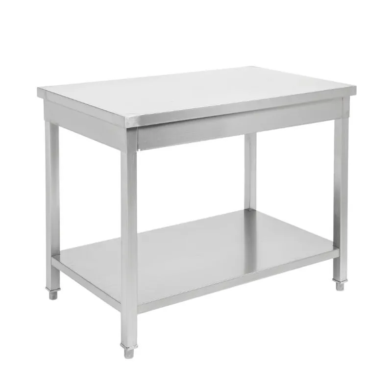 Tavolo Inox con Ripiano - P 600 mm - L 1000 mm