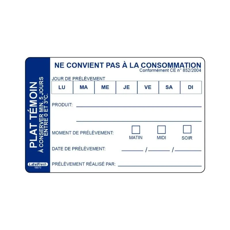 Etichetta Piatto Testimone Compostabile - 70 x 45 mm - Lotto da 300