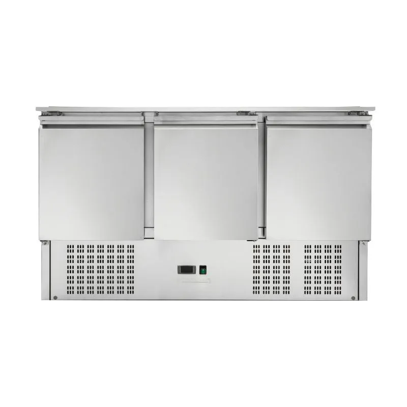 Saladette Compatta 3 Porte - Con Coperchio Scorrevole - 4 Vasche GN 1/1