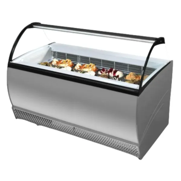 Vetrina Gelato con Parabrezza in Vetro Curvo- 13 x 5 L