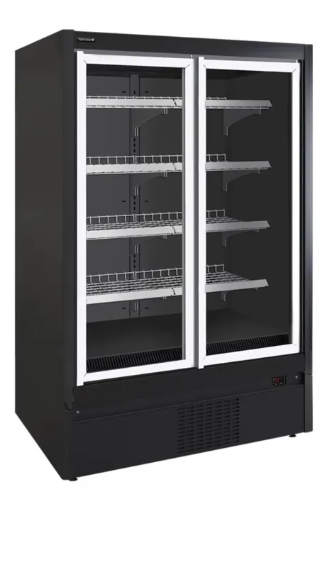 Vetrina Refrigerata da Supermercato Negativa Nera - 2 Porte - 850 L