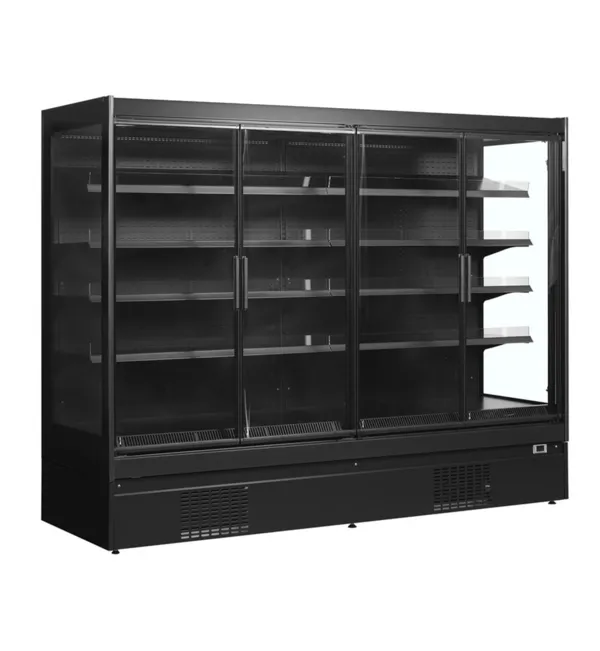 Vetrina Refrigerata da Supermercato Positiva Nera - 4 Porte - 1540 L