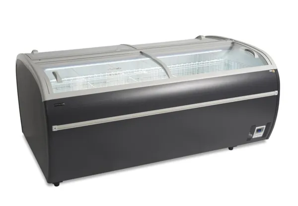 Congelatore 2 Coperchi Vetro Curvo Grigio 1255 L