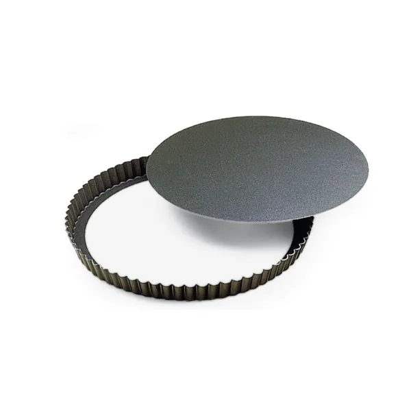 Tortiera Rotonda Scanalata Alta Antiaderente con Fondo Mobile - ⌀ 220 mm