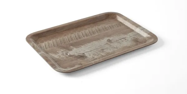 Vassoio da servizio in melamina stampato legno scuro - 350 x 240 mm