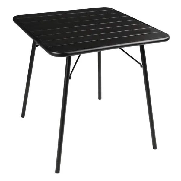 Tavolo a doghe nero quadrato in acciaio - 700 x 700 mm