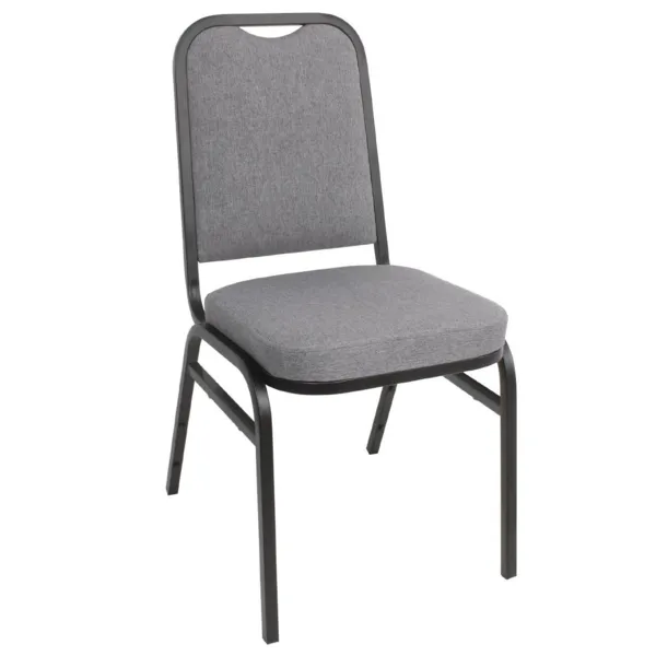 Sedia da banchetto con schienale quadrato e tessuto grigio - Set di 4