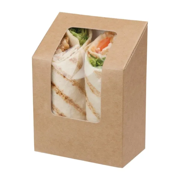 Scatole per Tortilla Kraft Compostabili con Finestra in Acetato Zest - Confezione da 500