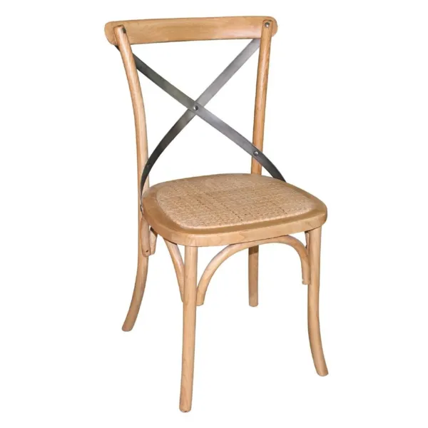 Sedie in legno laccato con schienale incrociato - Naturale - Set di 2