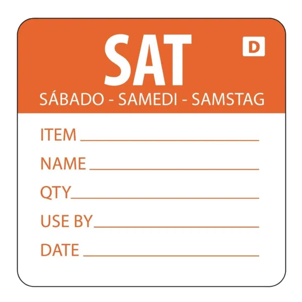 Etichette Solubili Giorno Della Settimana "Sabato" - Rotolo da 250