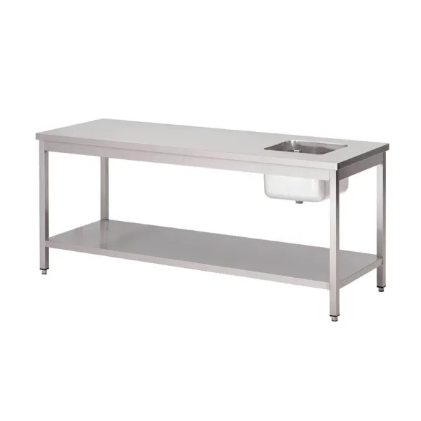 Tavolo del chef in acciaio inossidabile con ripiano basso - L 1600 x P 700 mm