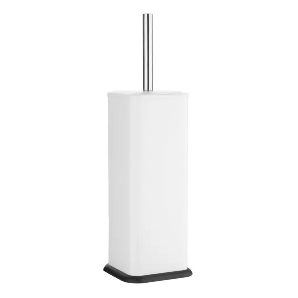 Spazzola e Supporto WC Quadrato Bianco