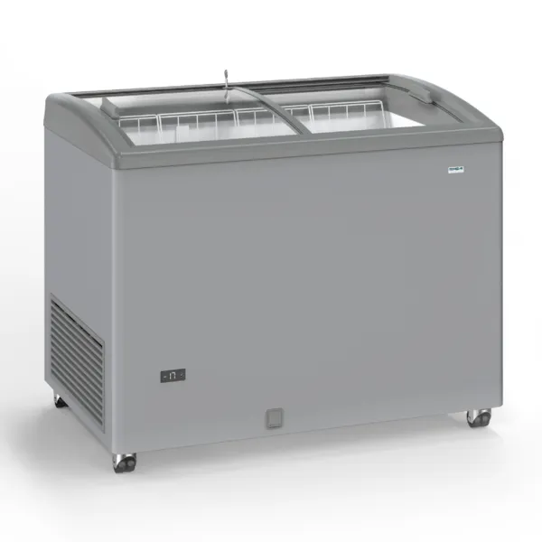 Congelatore Aspetto Inox a Porte Scorrevoli Vetrate - 300 L