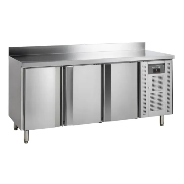 Tavolo Refrigerato con Alzatina in Acciaio Inox - 3 Porte - GN 1/1
