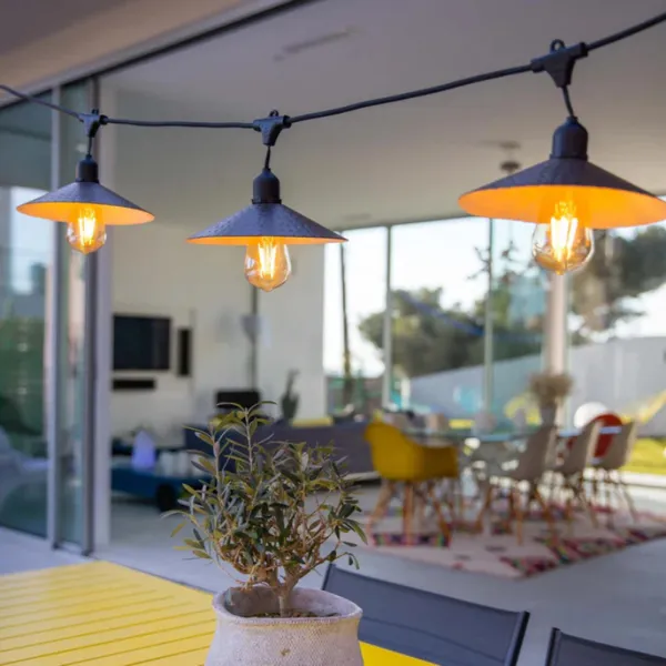 Guirlande Luminosa Solare con Abat-Jour in Acciaio 6 m - Vinty Light Solar