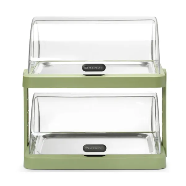 Vetrina Buffet con Coperchio Scorrevole UNIQ - 2 Ripiani - Verde