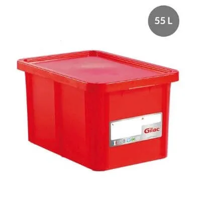 Vasca Rettangolare 55 L + Coperchio Rosso HACCP