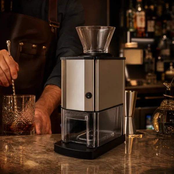 Tritaghiaccio Elettrico 12 kg/h 60 W Inox, Tramoggia Trasparente, Vaschetta di Raccolta — Bar, Cocktail